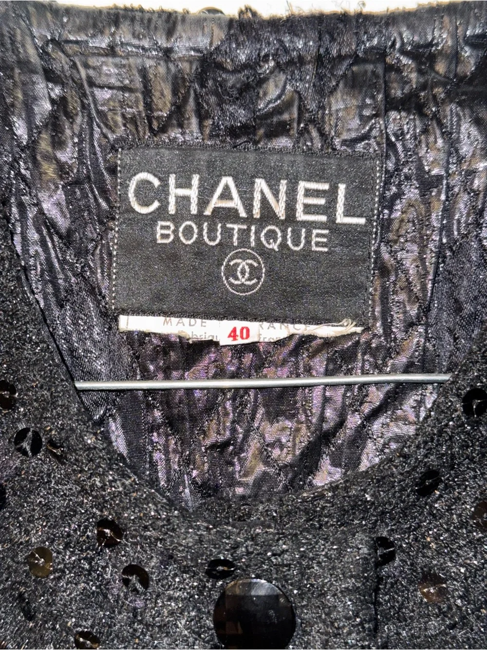 Chanel Suit Black with sequins vintage (2 piece set: jacket and skirt)